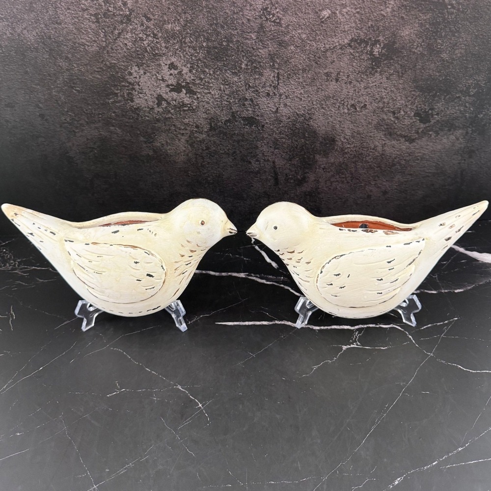 TWO VINTAGE ASP 2002 Terracotta Bird Dove Wall Mounted Pocket Planters 10X6